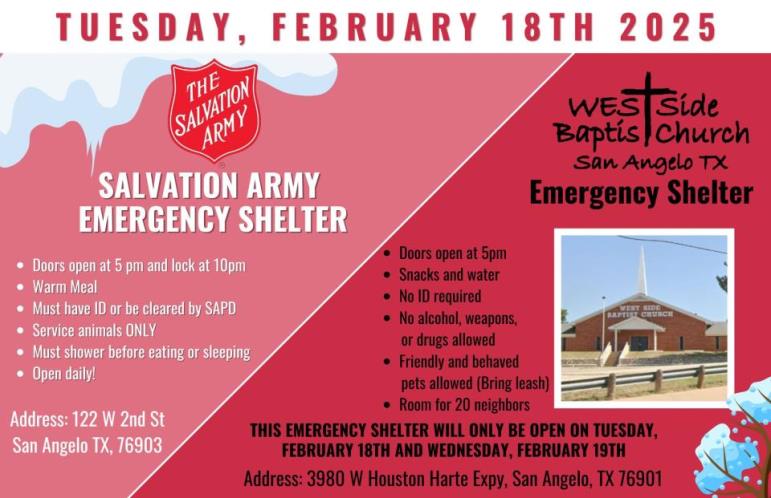 warming shelter information feb. 2025